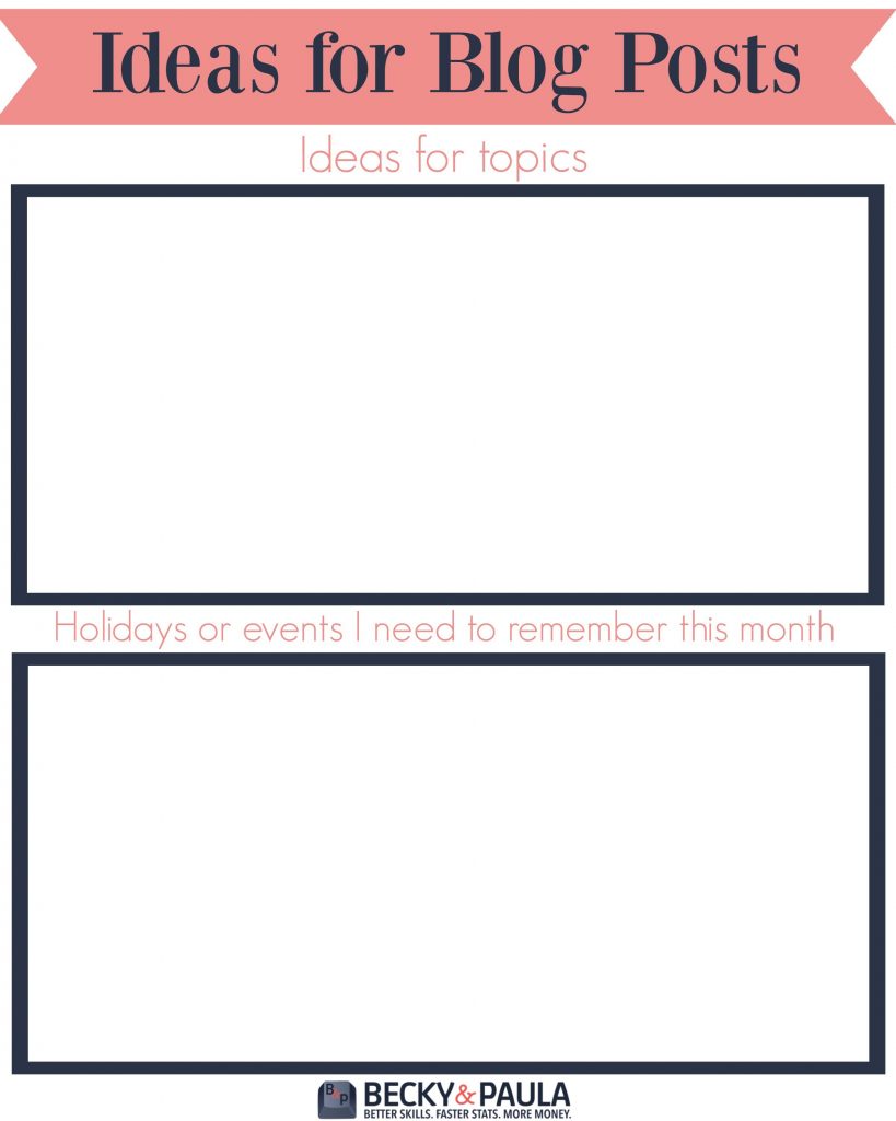 Ideas for Topics